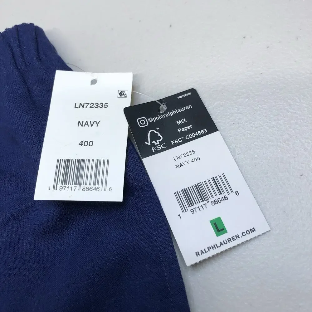 Lauren Ralph Lauren Women's Size L Linen Blend Navy Sleep Pajama Shorts NEW